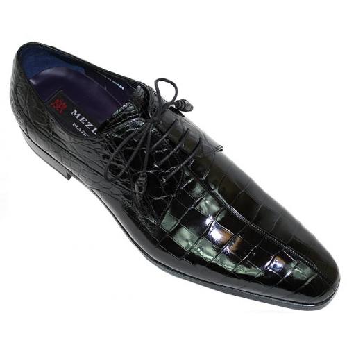 Mezlan "Byrne" Black All-Over Genuine Alligator Shoes